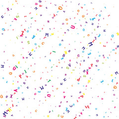 Falling letters of English language. Colorful