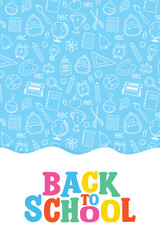 Cute school poster with hand drawn icons. Back to school design. Vector illustration