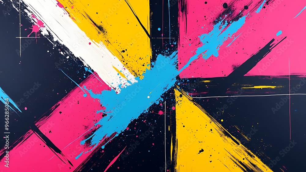 Poster dynamic abstract composition. an energetic background with directional arrows and brush strokes in n