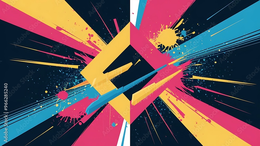 Poster dynamic abstract composition. an energetic background with directional arrows and brush strokes in n