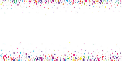 Flying latin letters. Colorful childish scattered
