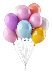 PNG Colorful balloons floating together in celebration