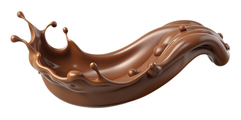 Splash of melt chocolate or sweet cocoa drink. Brown liquid splash isolated