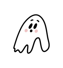 Cute illustration of a surprised ghost with rosy cheeks
