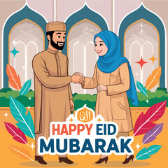 Warm Eid Mubarak Greetings Illustration







