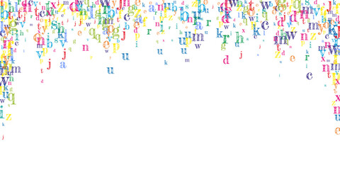 Flying latin letters. Colorful childish scattered