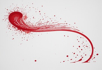 Set red spray stain in shape curve line isolated on white background, wall paper design