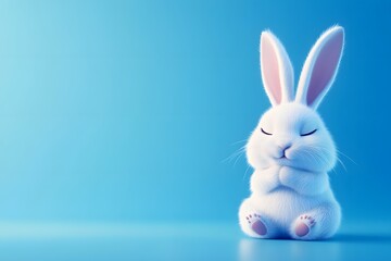 cute sad small bunny rabbit sitting peacefully