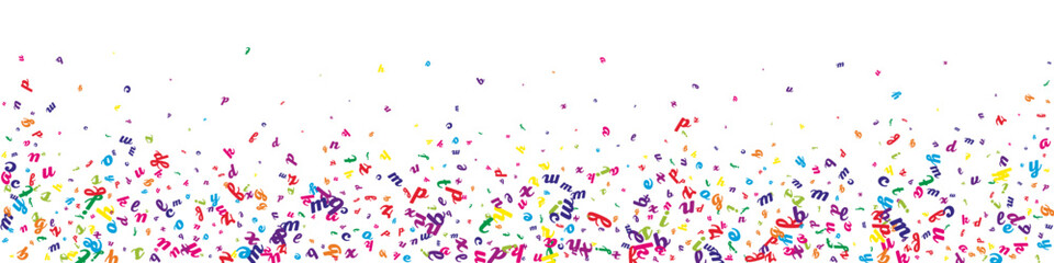 Scattered letters of latin alphabet. Colorful