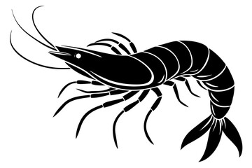 shrimp vector silhouette, shrimp icon vector, Sea lobster	