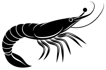 shrimp vector silhouette, shrimp icon vector, Sea lobster	