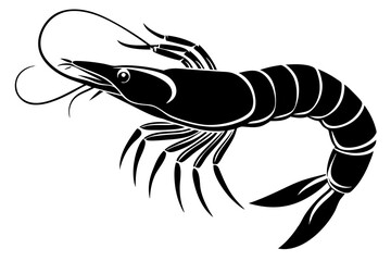 shrimp vector silhouette, shrimp icon vector, Sea lobster	