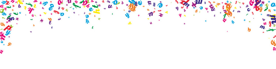 Flying latin letters. Colorful childish scattered