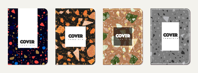 Fototapeta premium Note book cover design. Terrazzo abstract