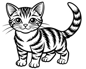 adorable cat line art illustration