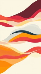 The artwork showcases vibrant, flowing waves in shades of orange, red, and yellow, ideal for contemporary interior decor