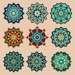 islamic arabian mandala art design set