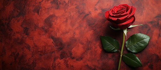 A Single Red Rose on a Rustic Background
