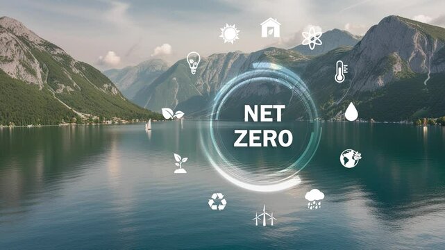 Circular economy concept for future business growth and environmental sustainability and reduce pollution for future business and environmental growth.4k .Net zero emission concept 2050. Place for log