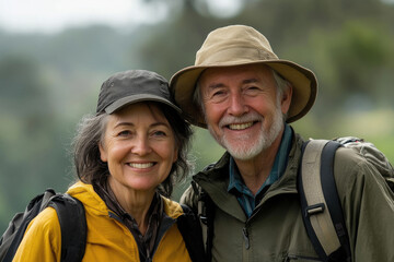 Fototapeta premium A senior couple enjoying active outdoor recreation.