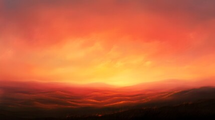 Fototapeta premium A stunning sunset sky painted in shades of orange and pink, casting a warm glow over the landscape,No blurriness