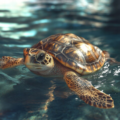 Fototapeta premium 3d rendered photo or tortle in water
