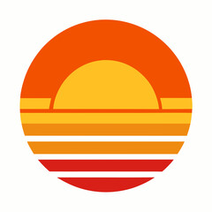 Sunset vector on white background