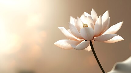 Fototapeta premium A realistic rendering of a blooming flower with delicate textures and soft lighting, creating a serene mood on a plain backdrop,No blurriness