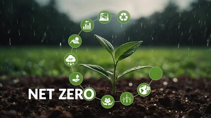 Circular economy concept for future business growth and environmental sustainability and reduce pollution for future business and environmental growth.4k Net zero emission concept 2050..Place for logo