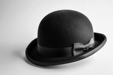 vintage black bowler hat on white background product photo