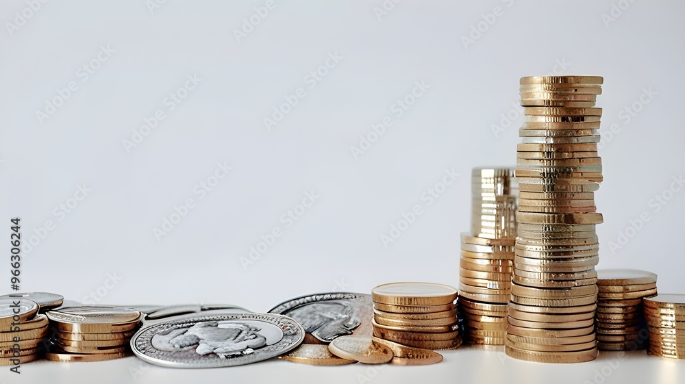 Aufkleber stack of coins symbolizing growing expenses in cloud computing. cloud service budgeting.