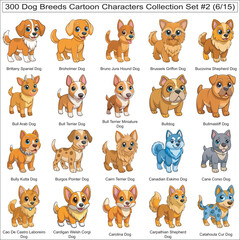 Fototapeta premium Dog Breeds Cartoon Characters Collection Set of 300 Dog Faces Isolated Part 6