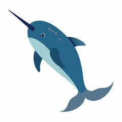 Narwhal vector art illustration on white background