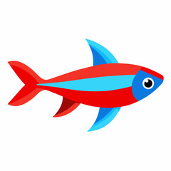 Neon Tetra fish on white background