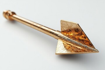 dynamic 3d rendering of a gleaming golden arrow soaring upwards against a crisp white background symbolizing business growth success and financial progress