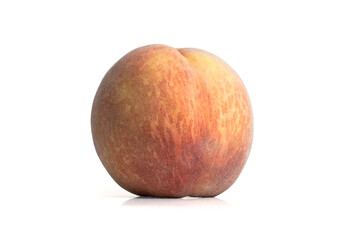 One whole peach isolated on white