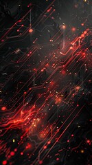 Fototapeta premium A techie and sports-oriented PowerPoint background designed in black and red, incorporating elements like digital speed lines and circuit patterns.
