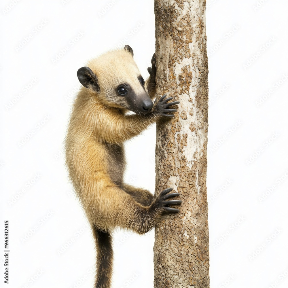 Poster fascinating tamandua anteater ascends a tree, utilizing its impressive claws and long snout to navig