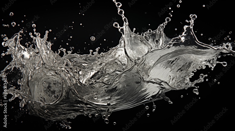 Wall mural abstract water splash with black background.