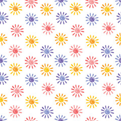 Summer seamless pattern with cute sun. Vector illustration