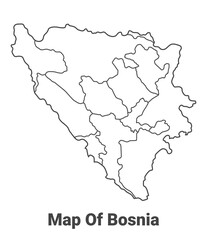 Obraz premium Outline Bosnia map with borders of region vector illustration