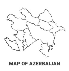 Outline Azerbaijan map with borders of region vector illustration