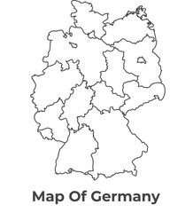 Outline Germany map with borders of region vector illustration