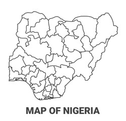 Outline Nigeria map with borders of region vector illustration