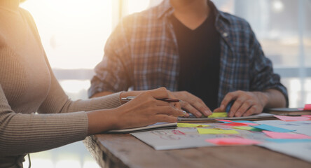 Team of business people working together in the meeting room office, teamwork background charts and graphs banner, double exposure successful teamwork,business planning concept.