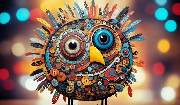 "Colorful Owl Sculpture"
