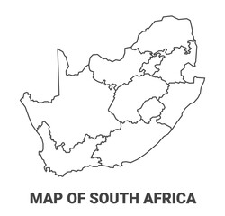 Outline South Africa map with borders of region vector illustration