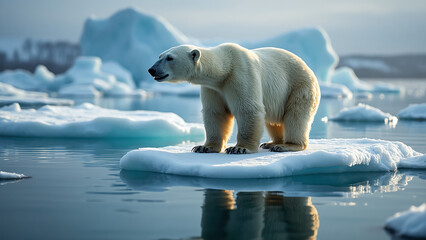 polar bear on melting ice