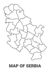 Outline Serbia map with borders of region vector illustration