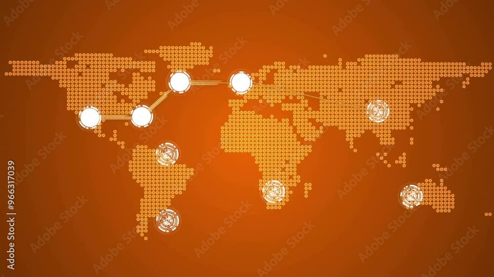 Poster animation of network of connections on world map
